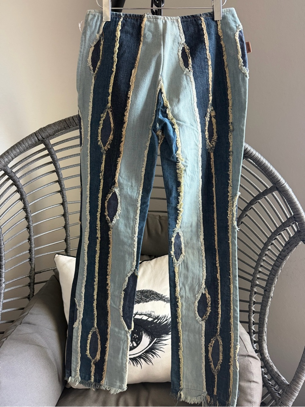 Moschino Distressed Two-Tone Stripe Men’s Jeans - Light & Dark Blue - Picture 2 of 7